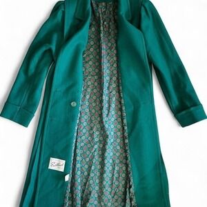 Elegant Teal Green Women's Wool Coat